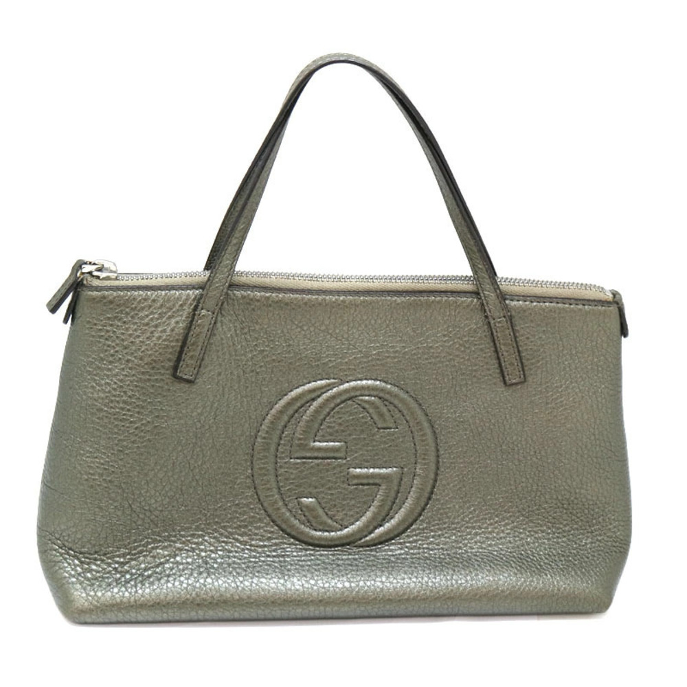 GUCCI Interlocking GG Soho Handbag Leather Gray - Picture 2 of 10